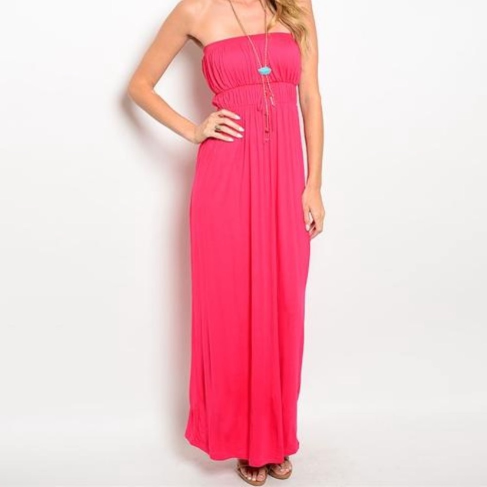 Fuchsia Strapless knit Dress